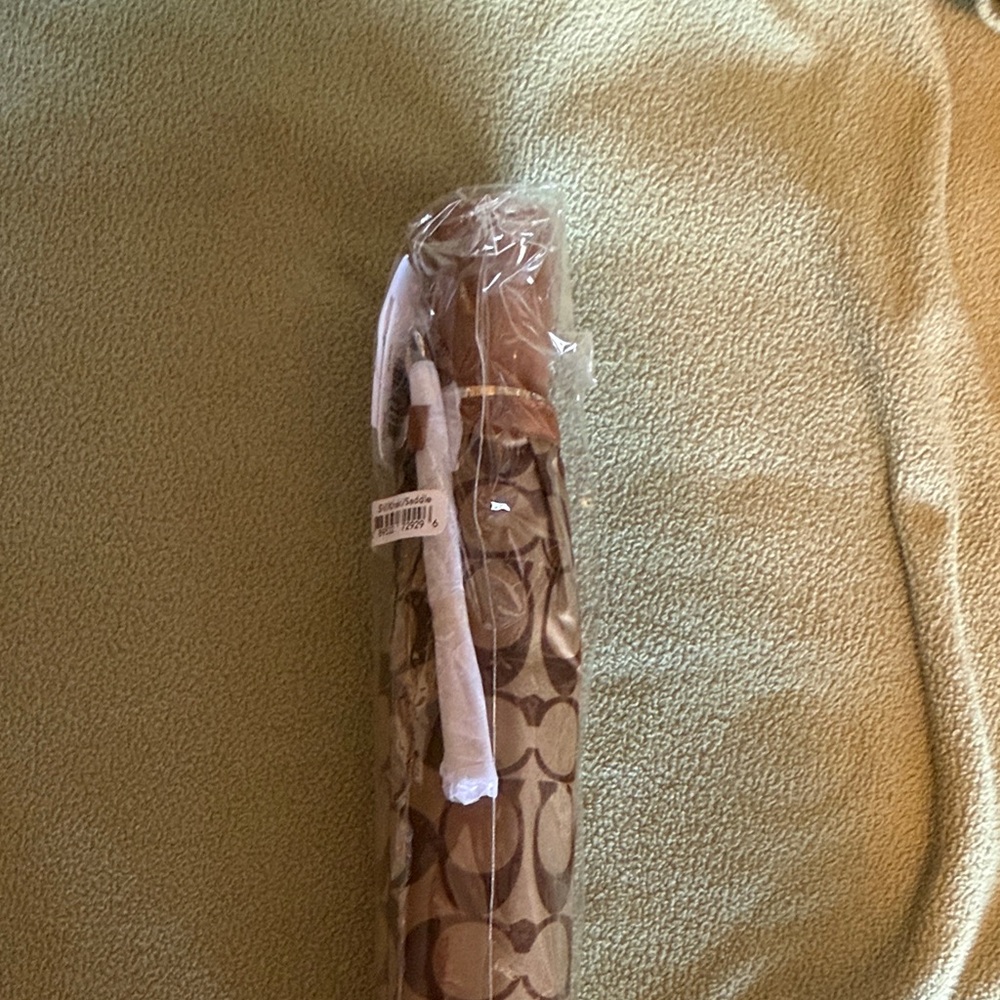 Coach Brown Signature Compact Umbrella - Picture 3 of 6